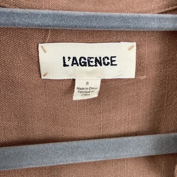 L'AGENCE Linen Blend V-Neck Lightweight Long Sleeve Mini Dress size 6 - Picture 6 of 16